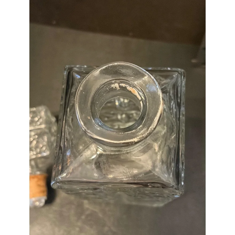 Vintage Federal Glass Square Block Pressed Glass Decanter Stopper 11in Clear